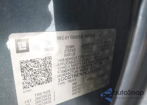 2019 Chevrolet Colorado Wt из США, поврежденный, VIN 1GCGTBEN7K1302579